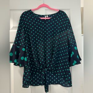 Polka Dot Blouse with Tie Front (Size XL)